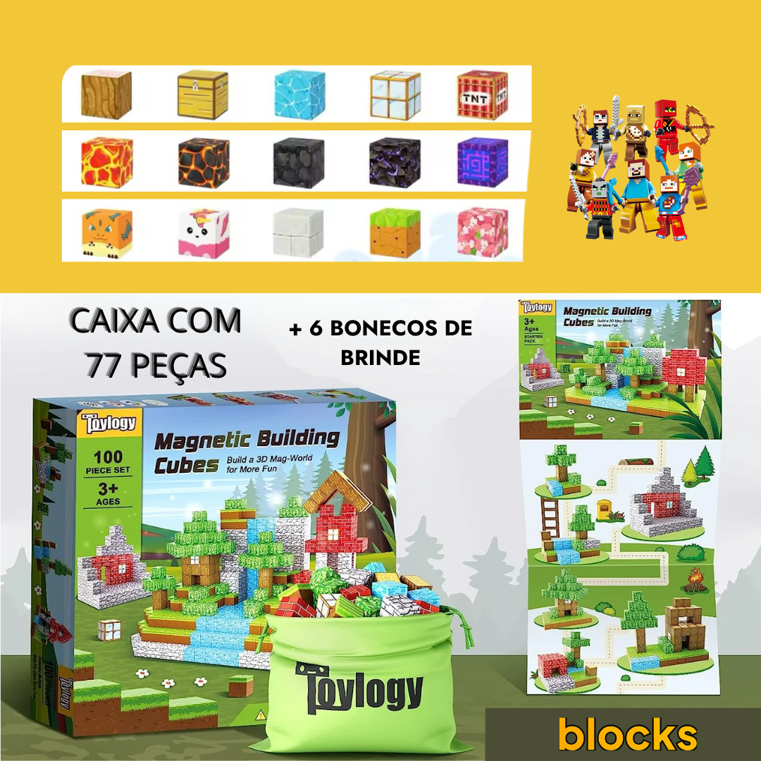Portal do Nether Minecraft + Bonecos Exclusivos - 32 / 48 / 77 Peças