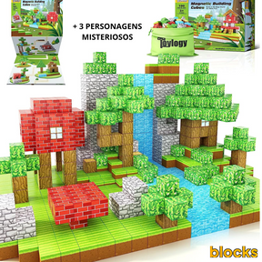 Blocos de Construção Magnética Minecraft (+ 3 Brindes)- 48/64/75 peças