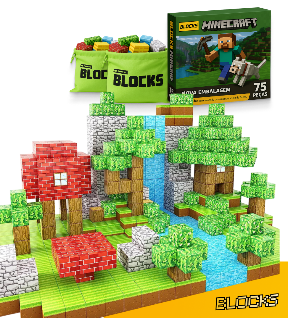 Dia das Crianças Minecraft - 48/64/75 peças (+5 Bonecos BRINDE Hoje)